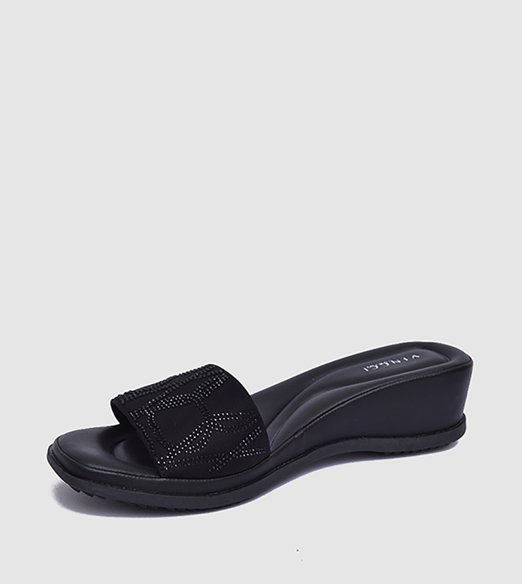Embellished Open Toe Wedge Sandals