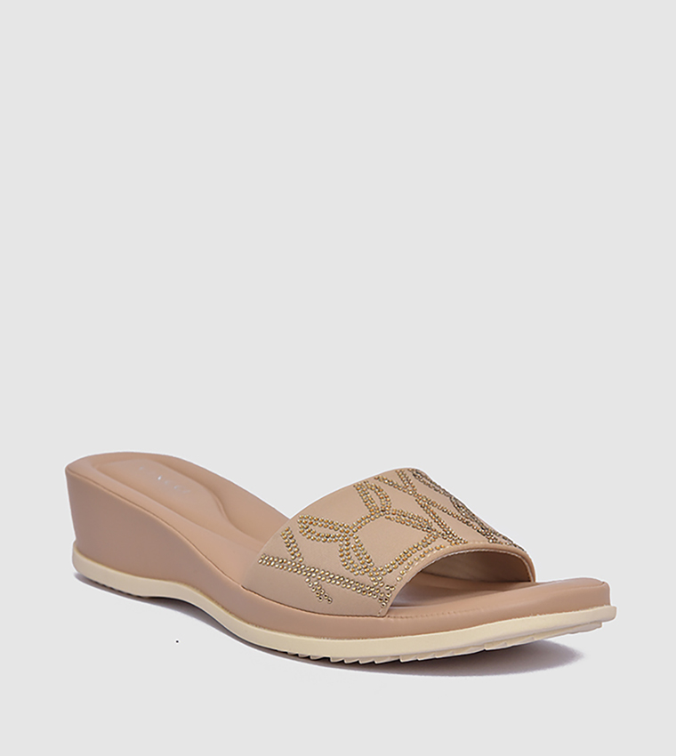 Embellished Open Toe Wedge Sandals