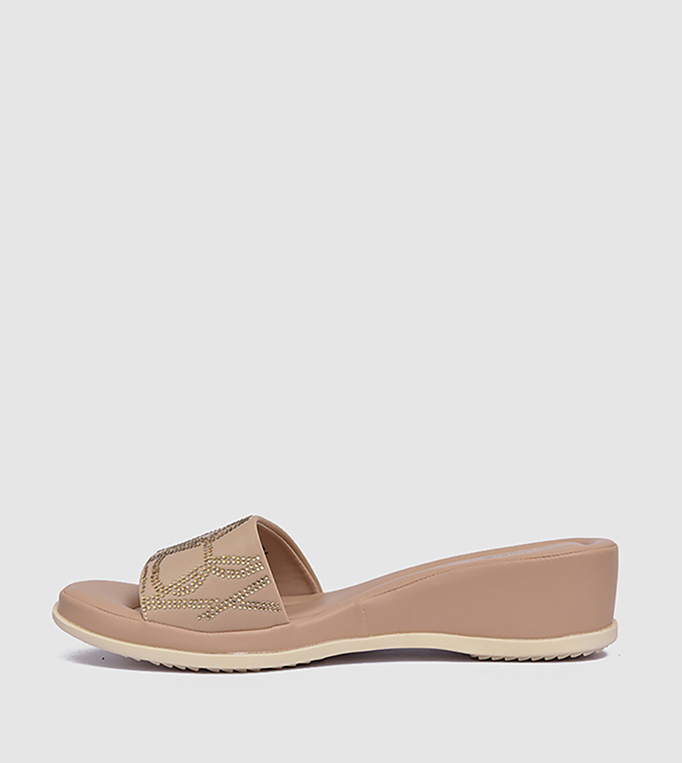 Embellished Open Toe Wedge Sandals