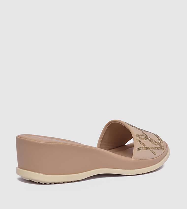 Embellished Open Toe Wedge Sandals