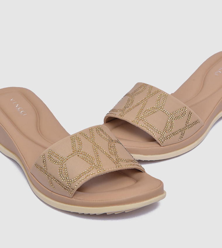 Embellished Open Toe Wedge Sandals