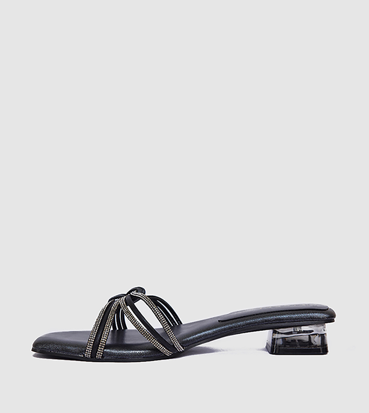 Embellished Low Block Heel Sandals