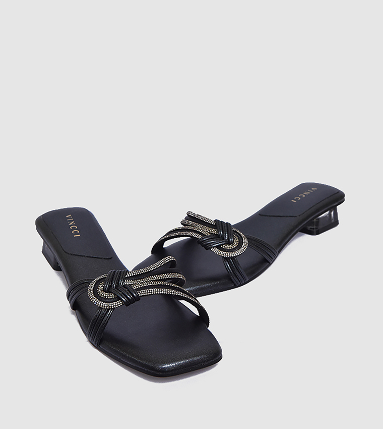 Embellished Low Block Heel Sandals