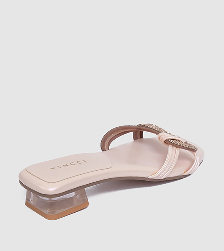 Embellished Low Block Heel Sandals