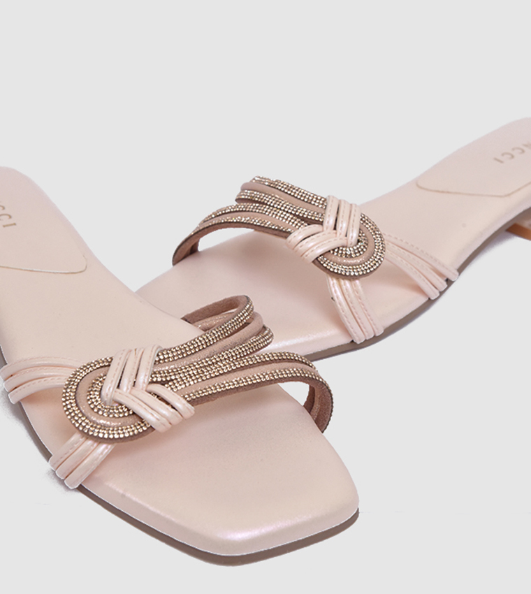 Embellished Low Block Heel Sandals