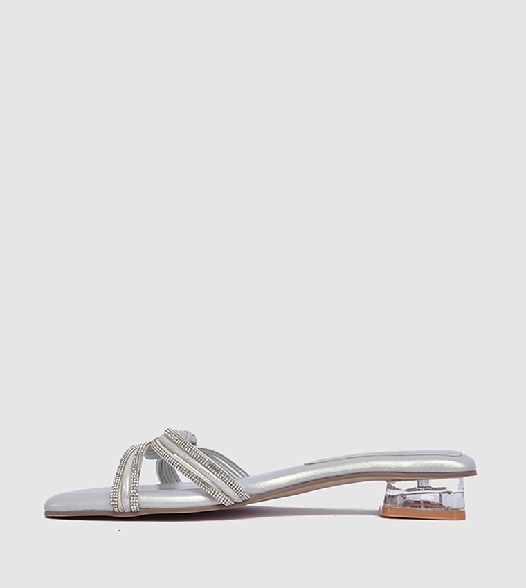 Embellished Low Block Heel Sandals