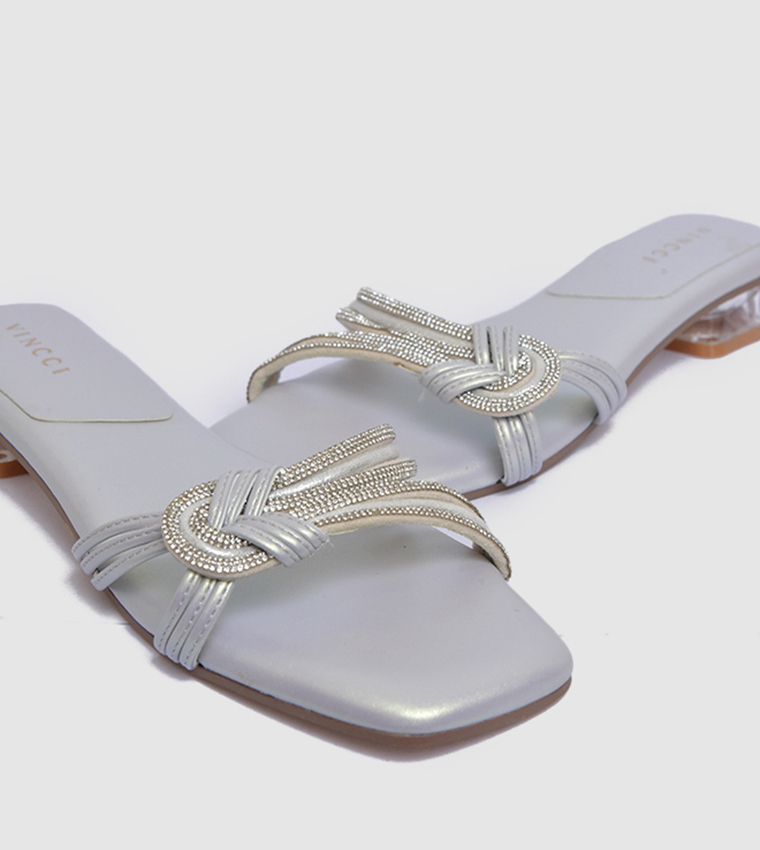 Embellished Low Block Heel Sandals