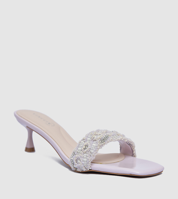 Embellished Open Toe Heel Sandals