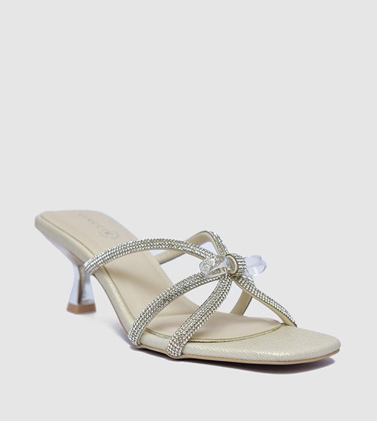 Embellished Open Toe Heel Sandals