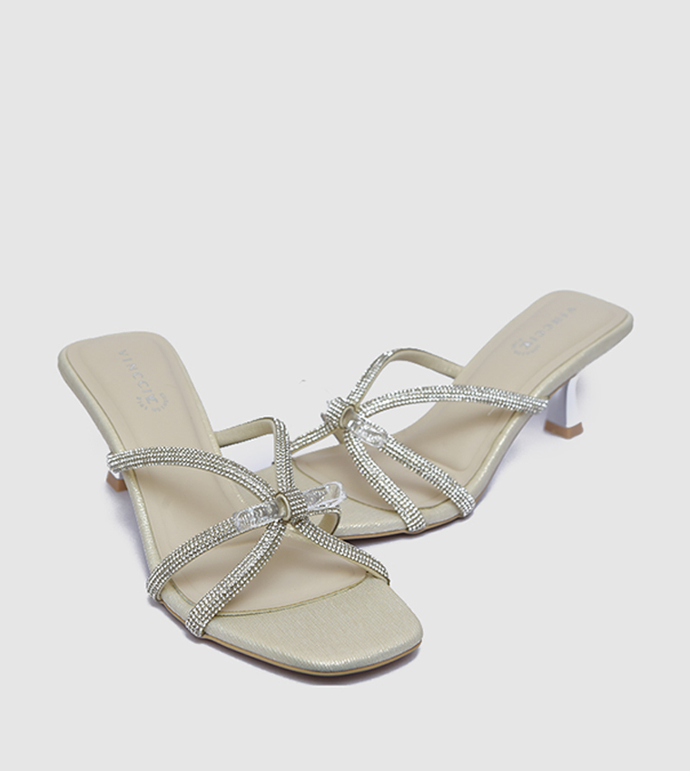 Embellished Open Toe Heel Sandals