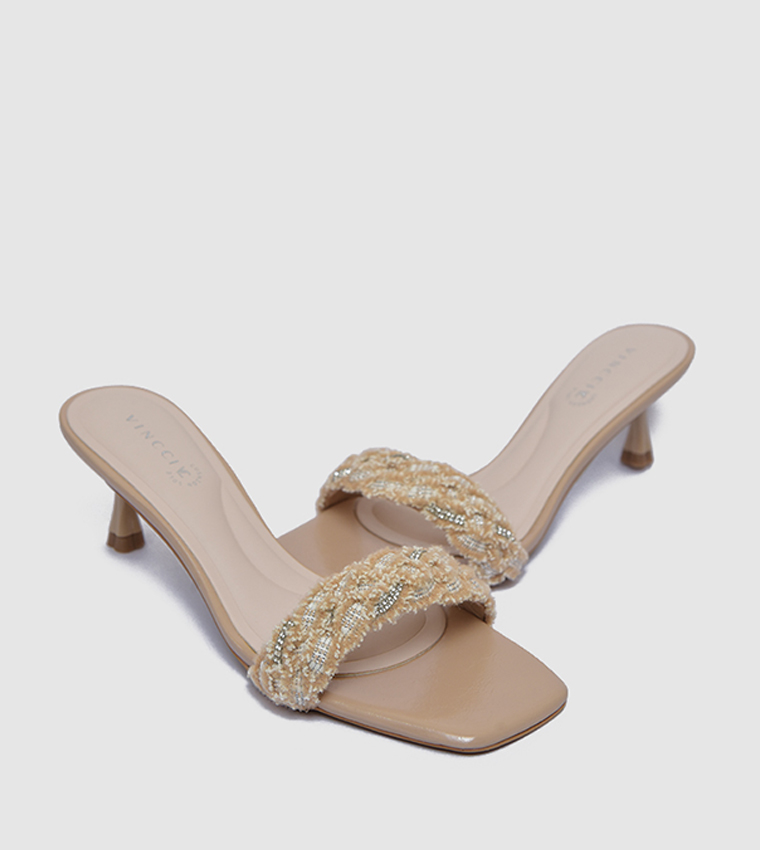 Embellished Open Toe Heel Sandals