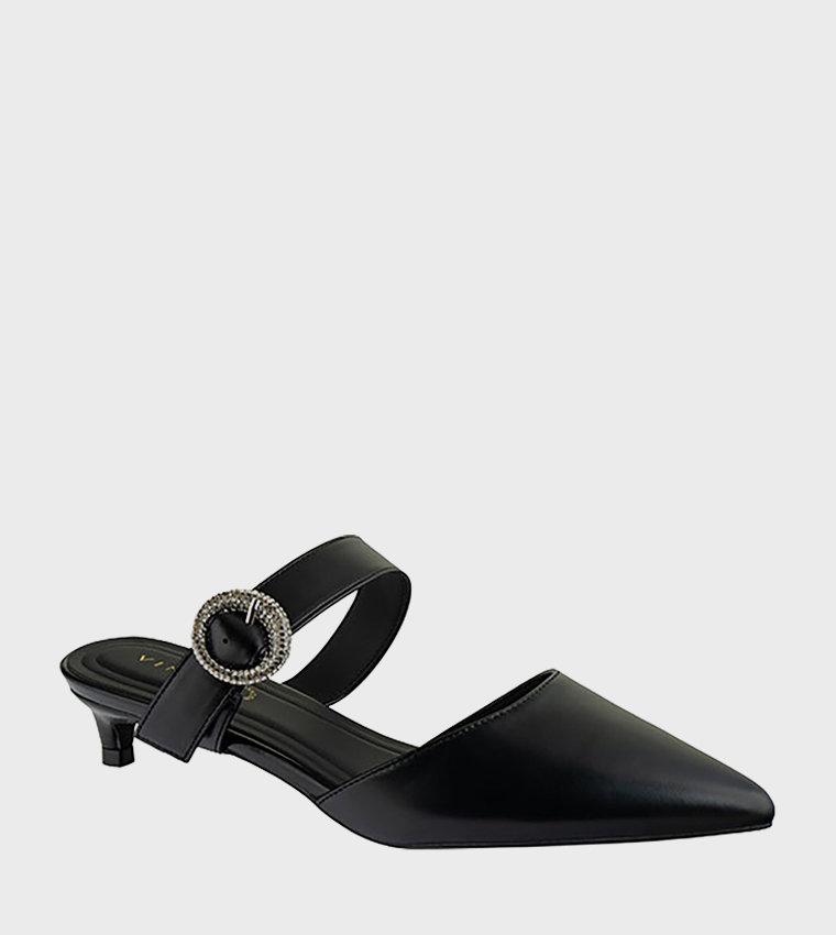 Buckle Detail Mule Pumps