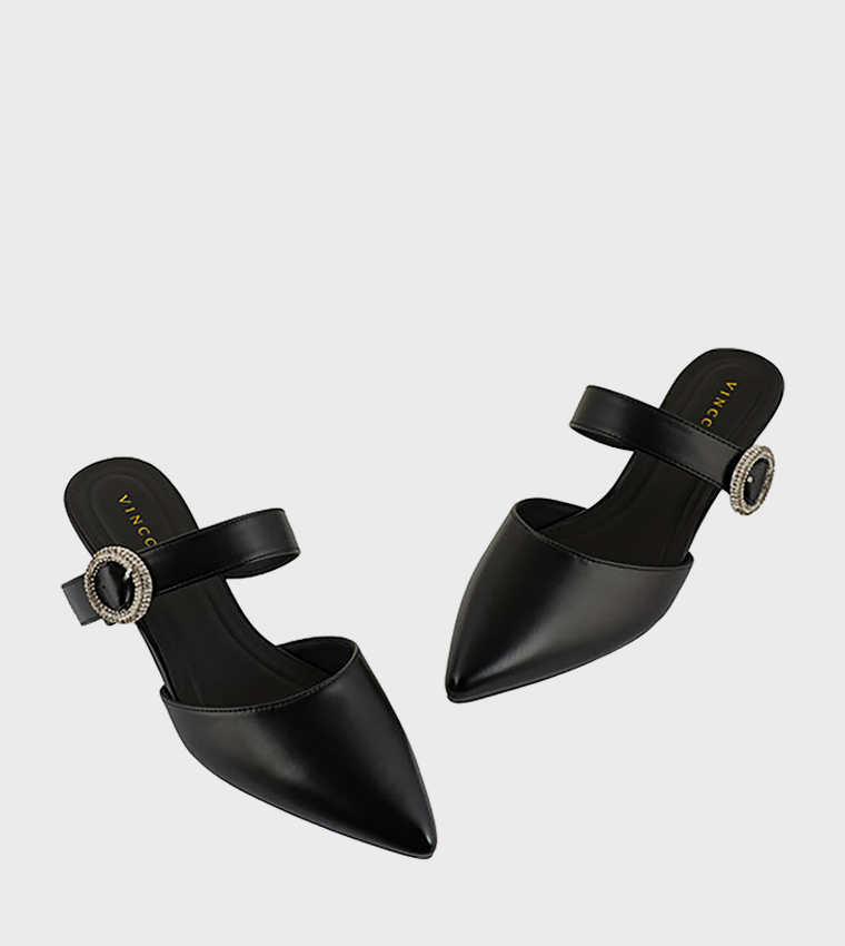 Buckle Detail Mule Pumps