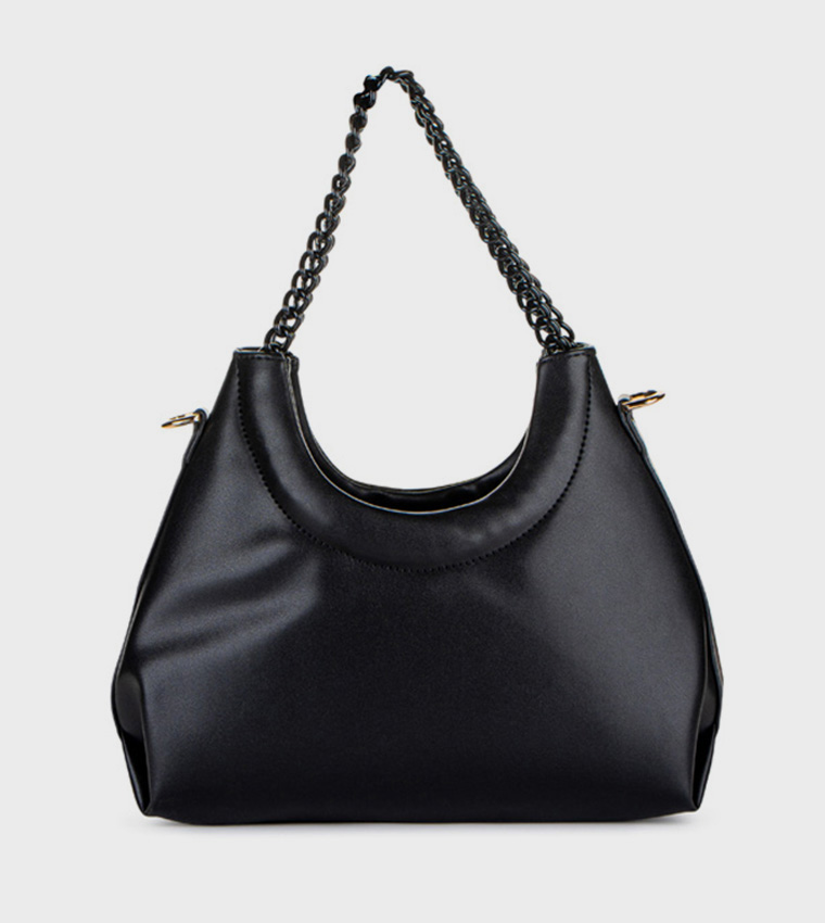 Textured Shoulder Bag with Coin Pouch