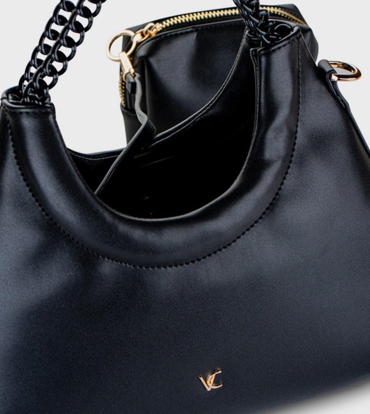 Textured Shoulder Bag with Coin Pouch