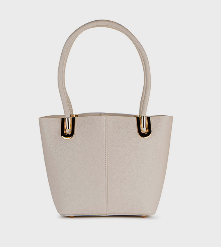 Textured Tote Bag with Pouch