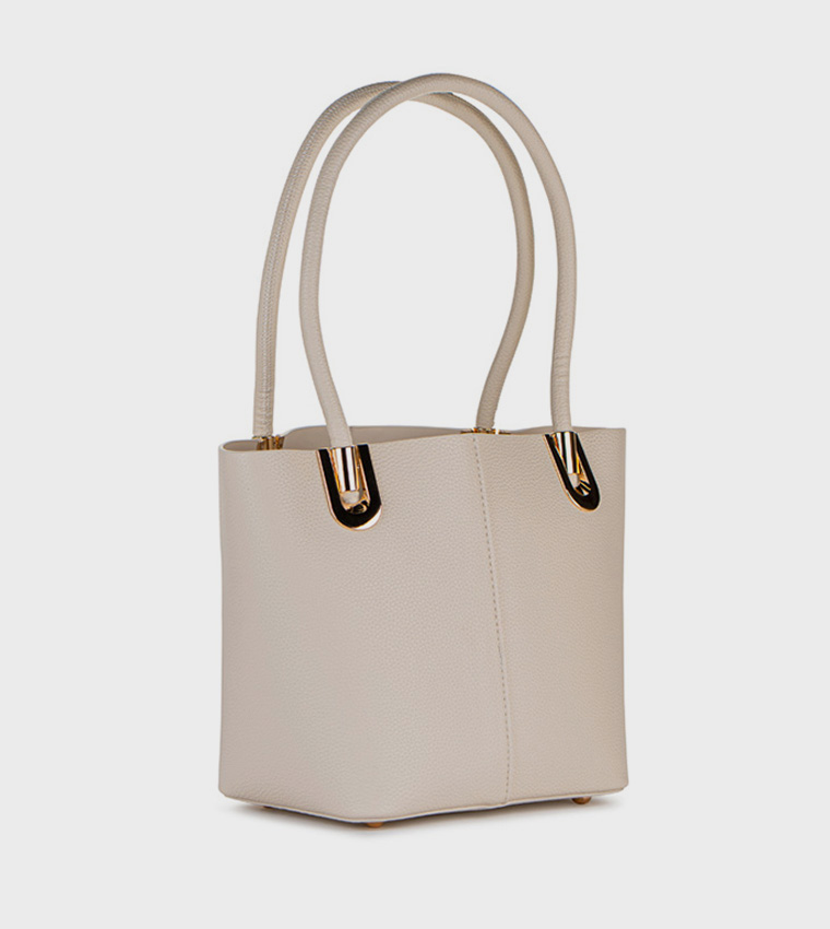 Textured Tote Bag with Pouch
