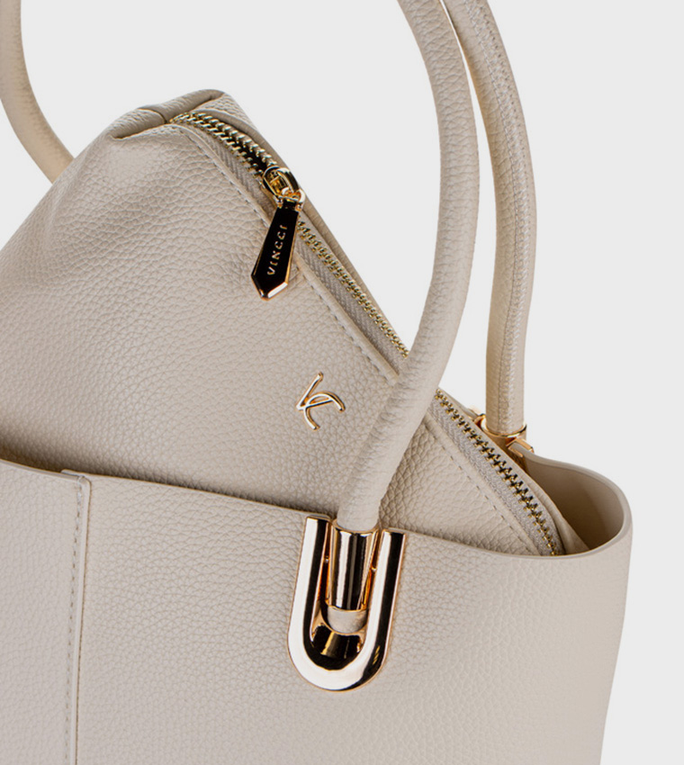 Textured Tote Bag with Pouch