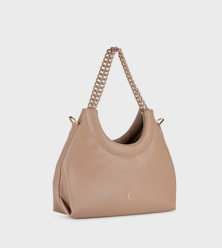 Textured Shoulder Bag with Coin Pouch