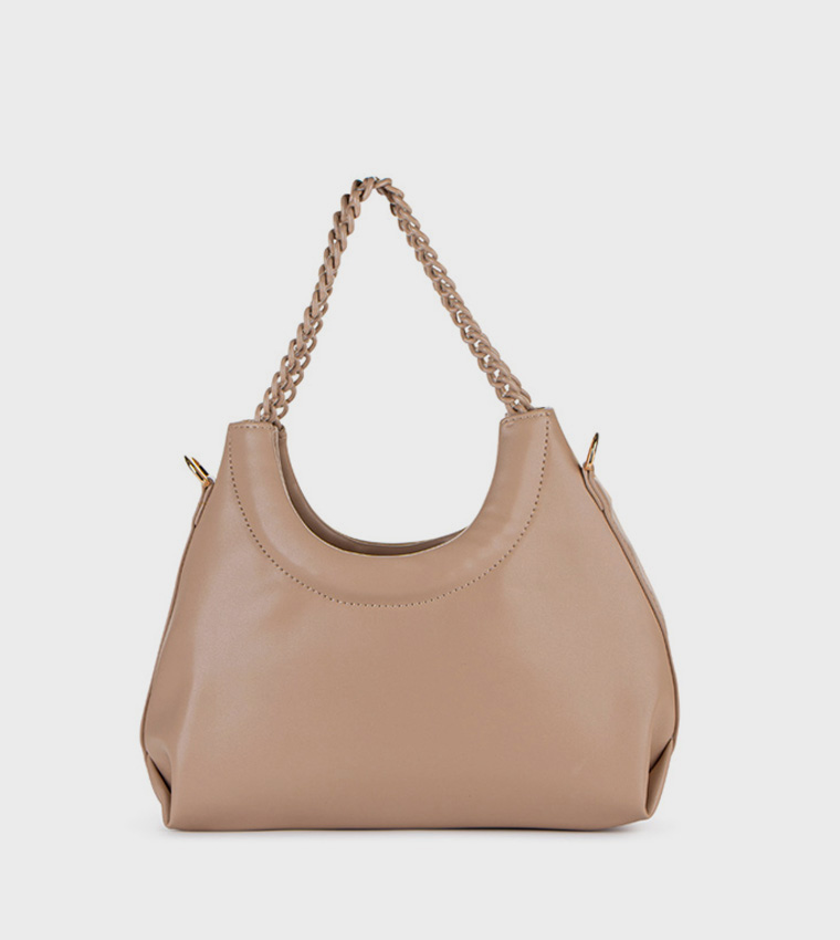 Textured Shoulder Bag with Coin Pouch