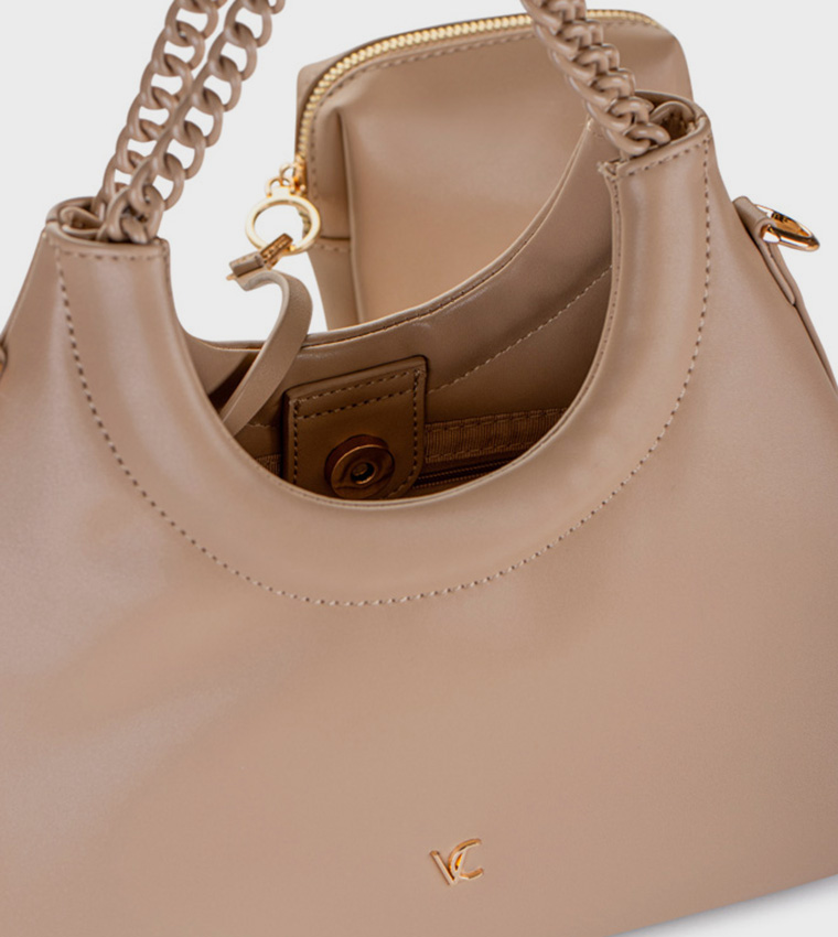 Textured Shoulder Bag with Coin Pouch