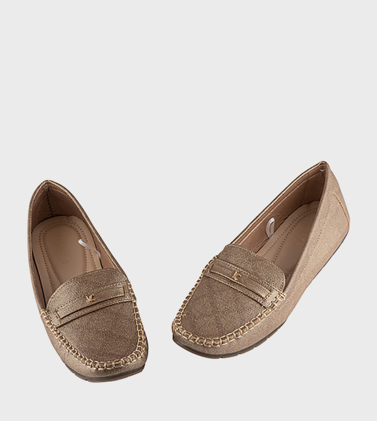 Textured Slip-On Moccasins