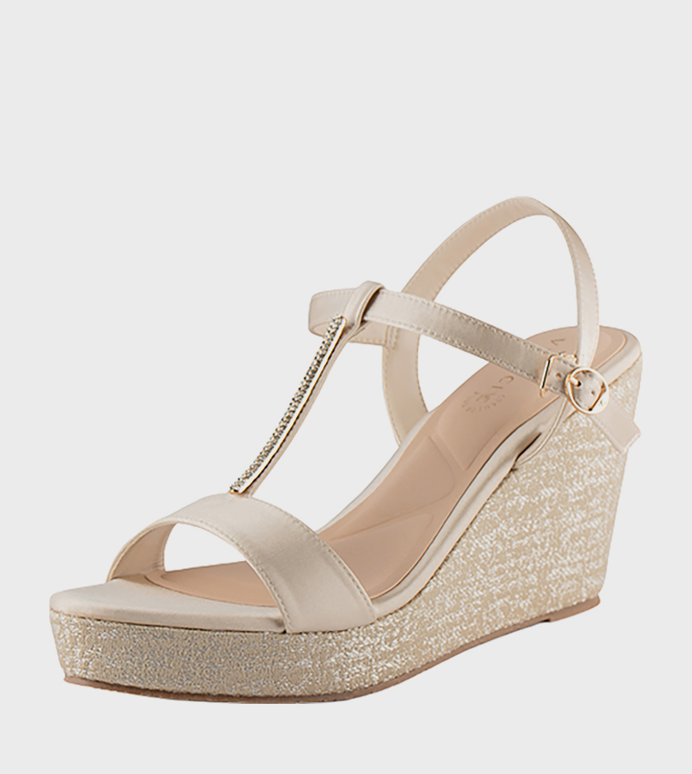 Embellished Ankle Strap Wedges
