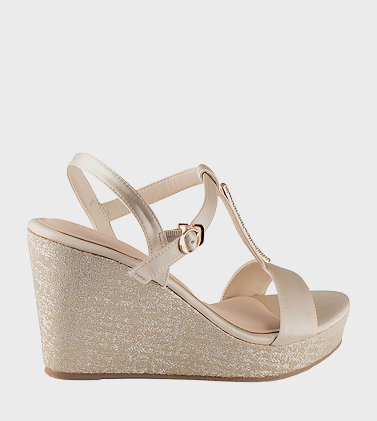 Embellished Ankle Strap Wedges