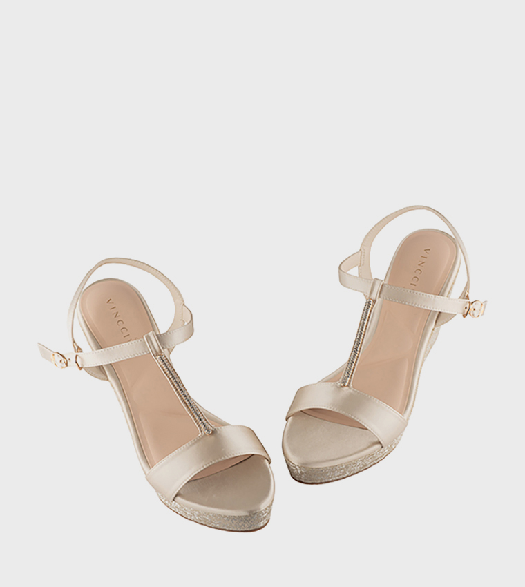 Embellished Ankle Strap Wedges