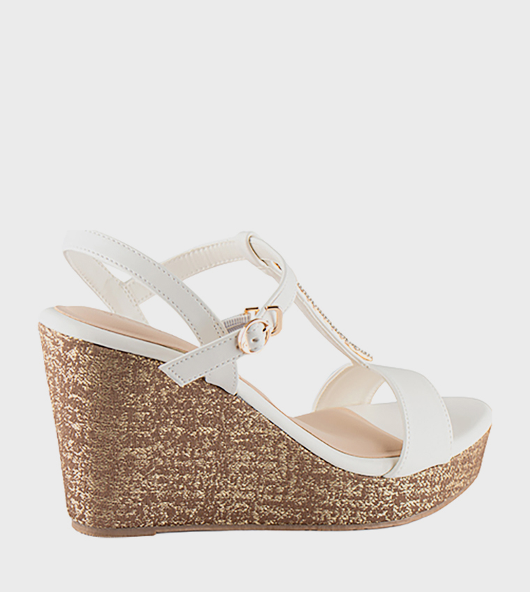 Embellished Ankle Strap Wedges