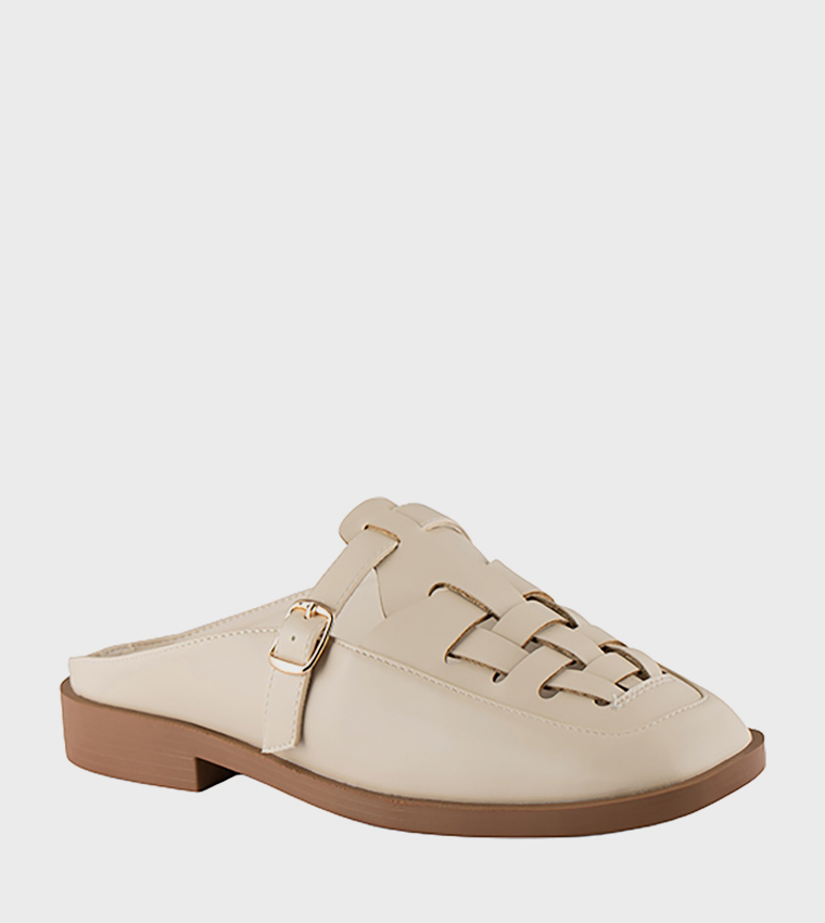 Braided Buckle Detail Mules