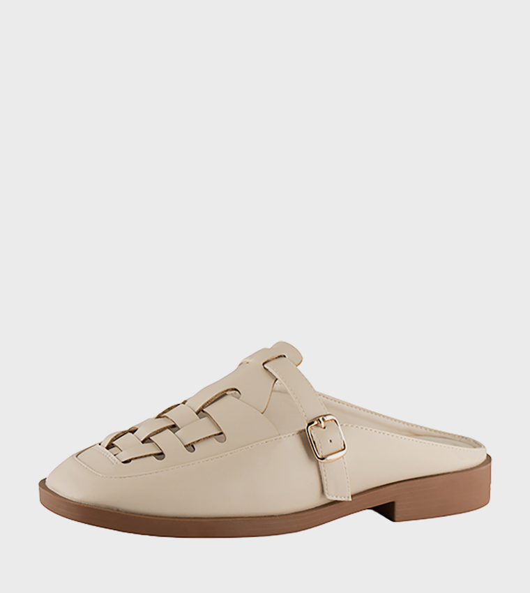 Braided Buckle Detail Mules