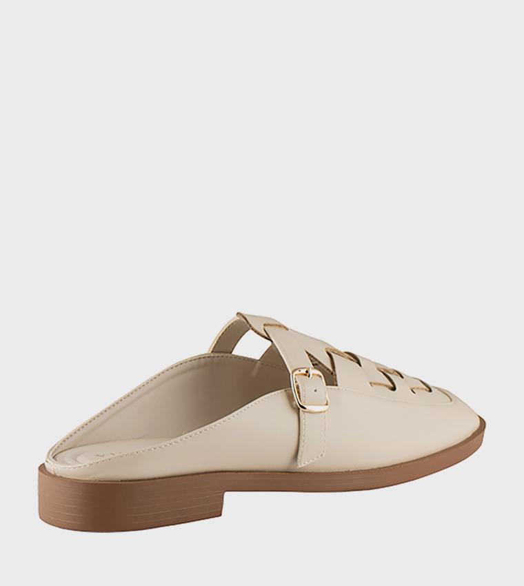 Braided Buckle Detail Mules