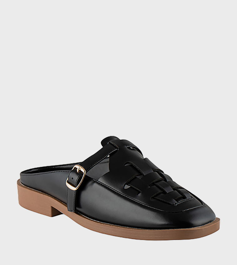 Braided Buckle Detail Mules