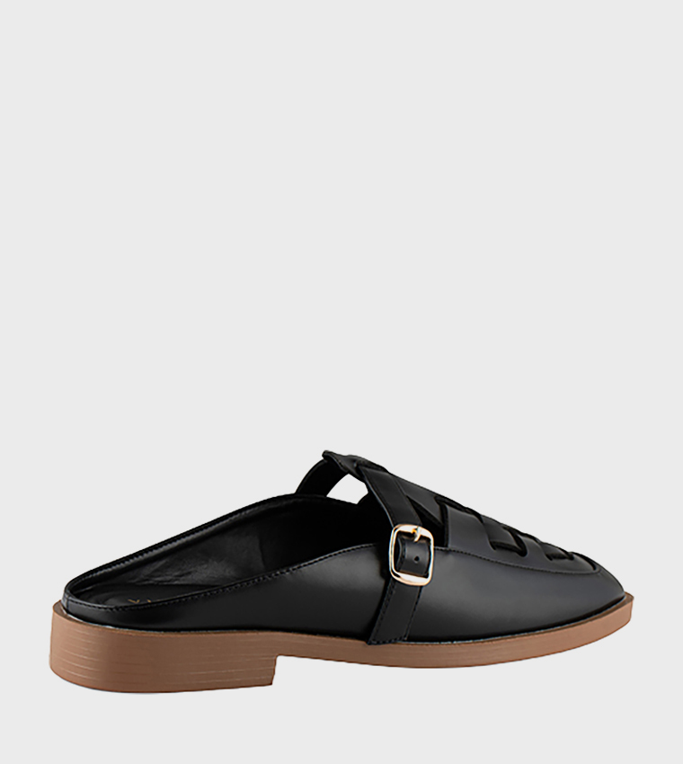 Braided Buckle Detail Mules