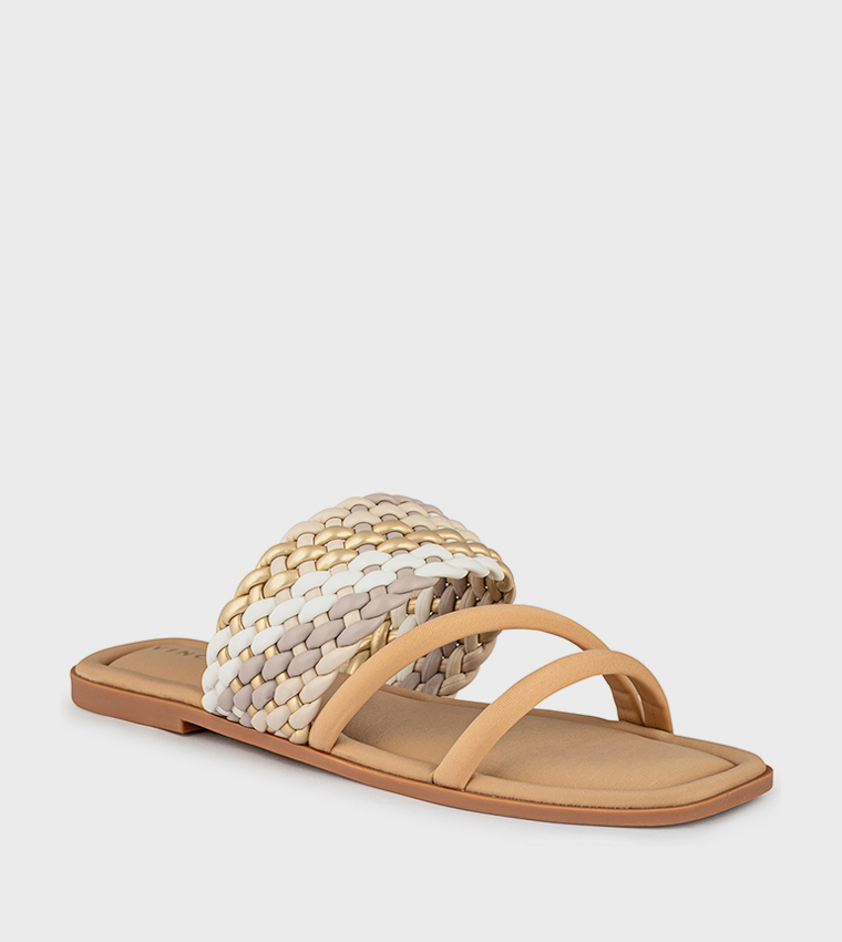 Open Toe Multi Strap Flat Sandals