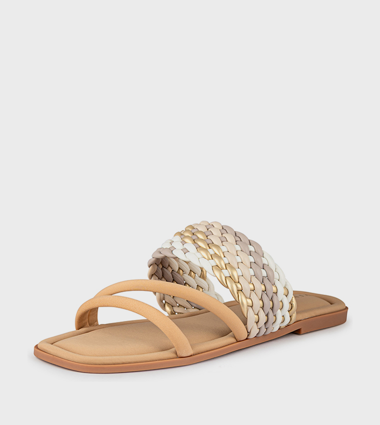 Open Toe Multi Strap Flat Sandals