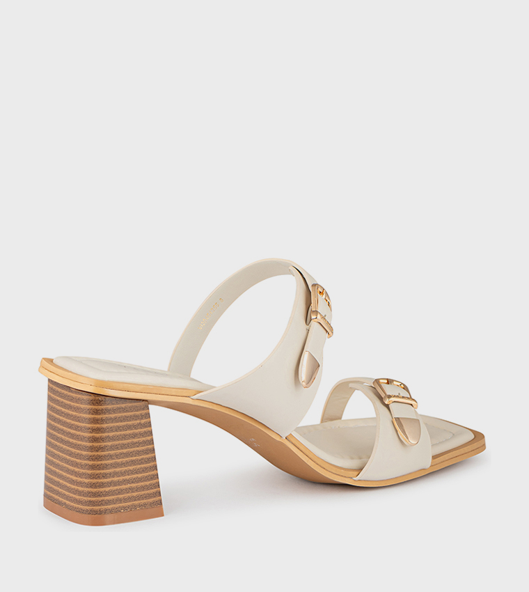 Open Toe Buckle Block Heel Sandals