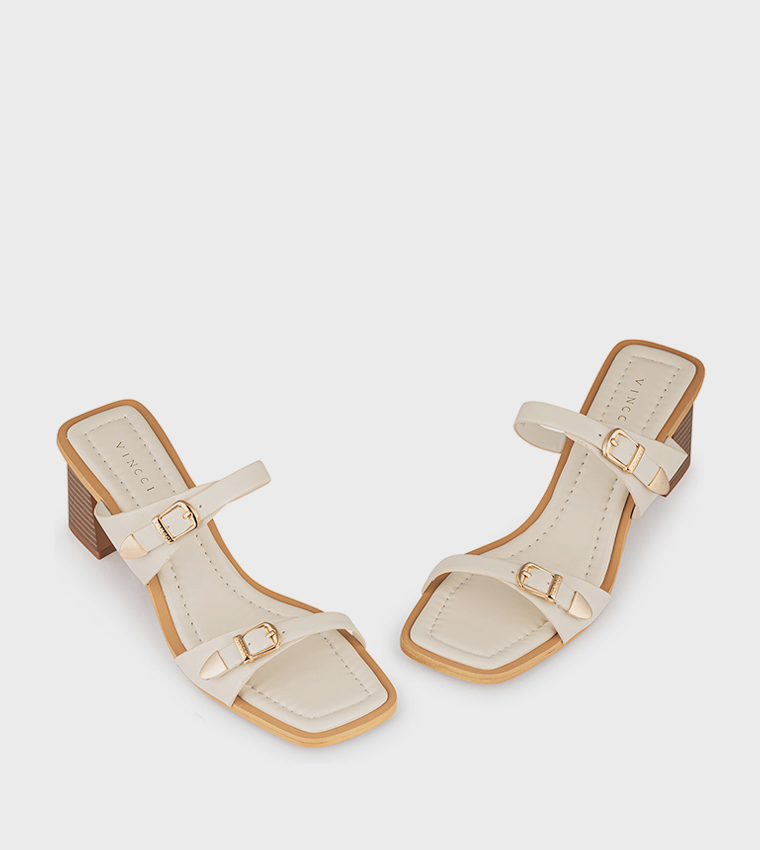 Open Toe Buckle Block Heel Sandals