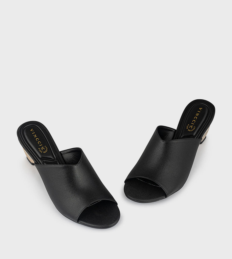 Solid Open Toe Mid Heel Sandals