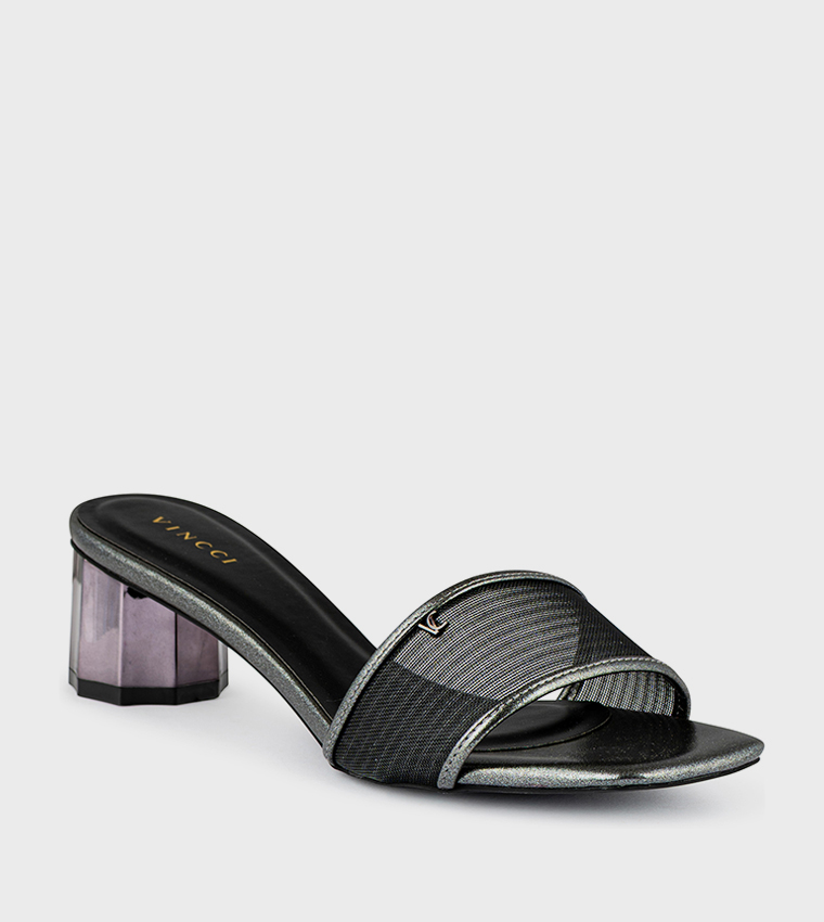 Textured Open Toe Heel Sandals