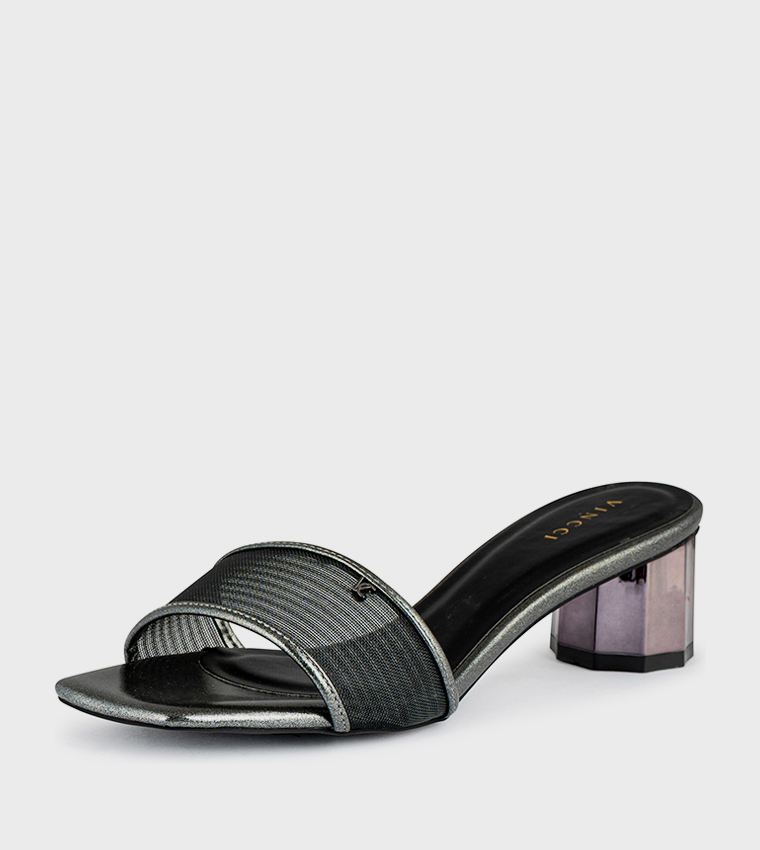 Textured Open Toe Heel Sandals