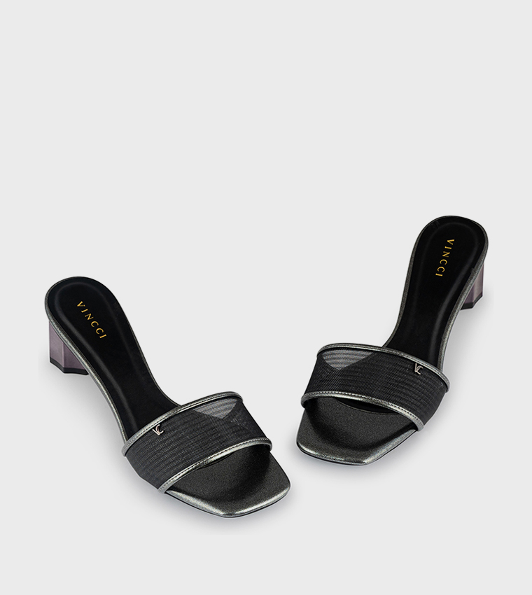 Textured Open Toe Heel Sandals