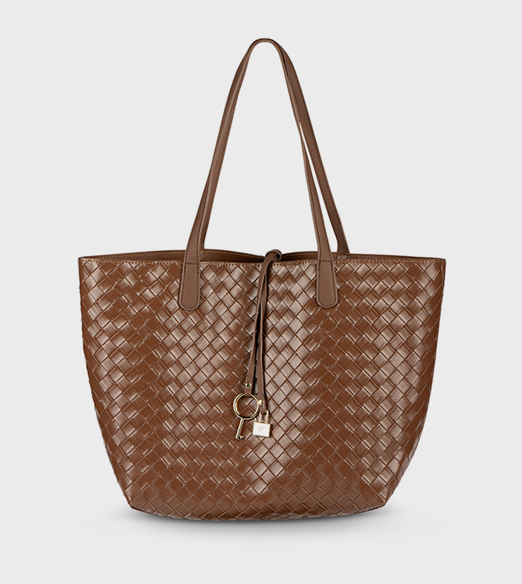 Braided Metal Accent Tote Bag