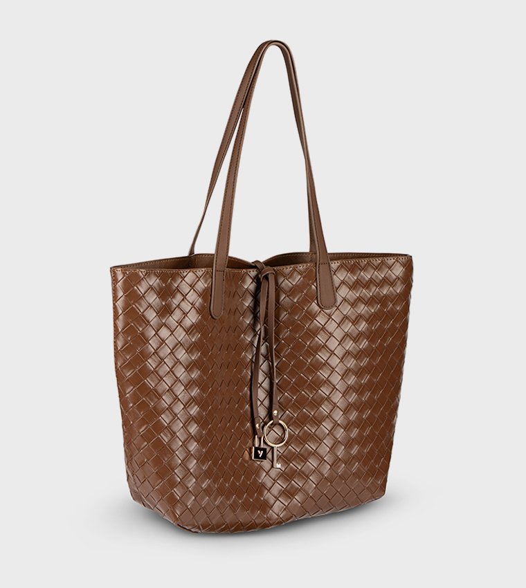 Braided Metal Accent Tote Bag