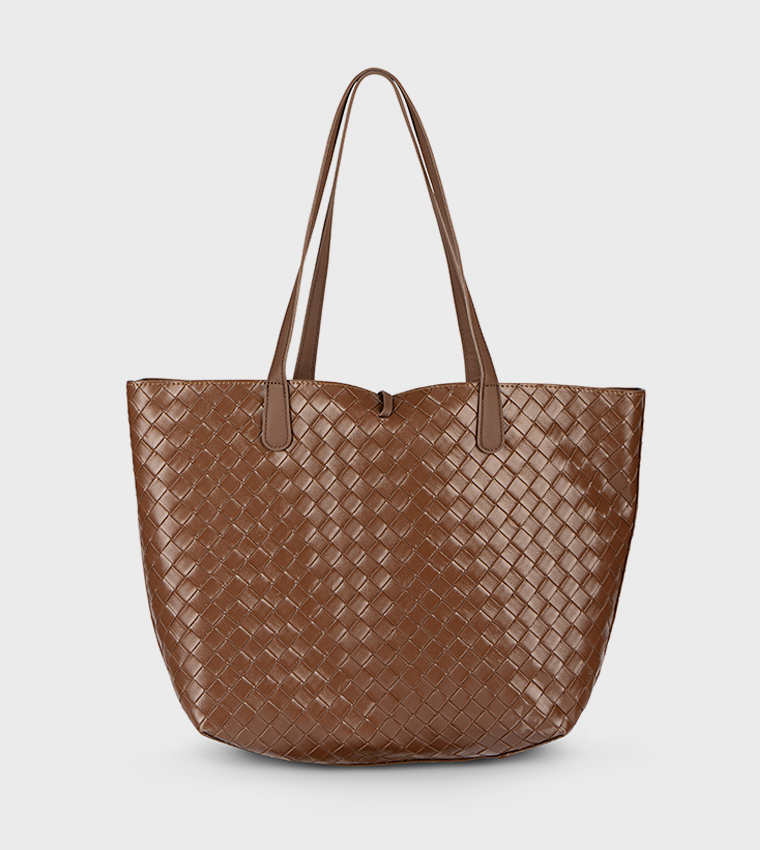 Braided Metal Accent Tote Bag