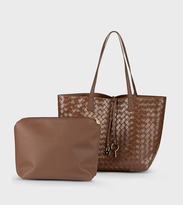 Braided Metal Accent Tote Bag