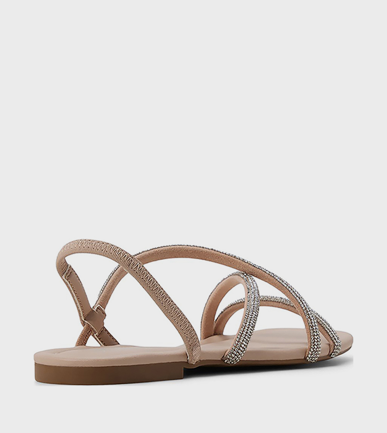 VIIRA Embellished Open Toe Flat Sandals