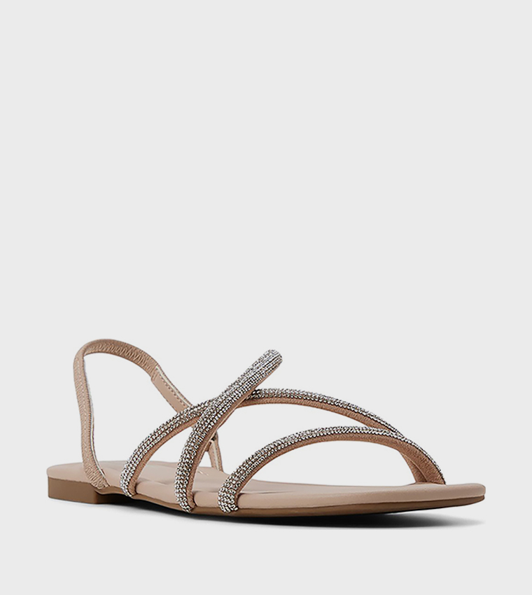 VIIRA Embellished Open Toe Flat Sandals