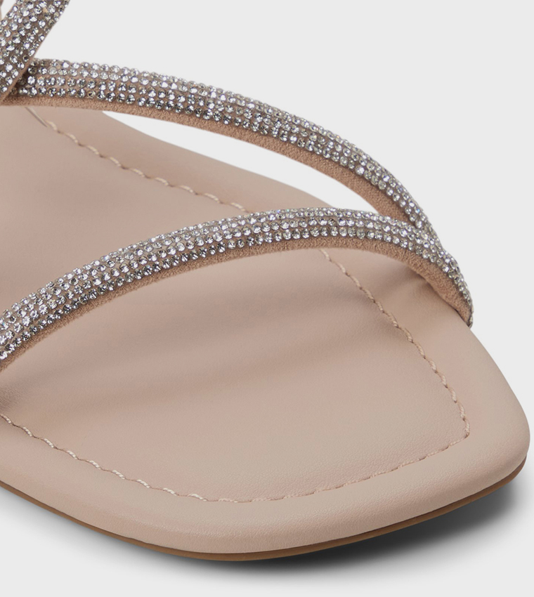 VIIRA Embellished Open Toe Flat Sandals